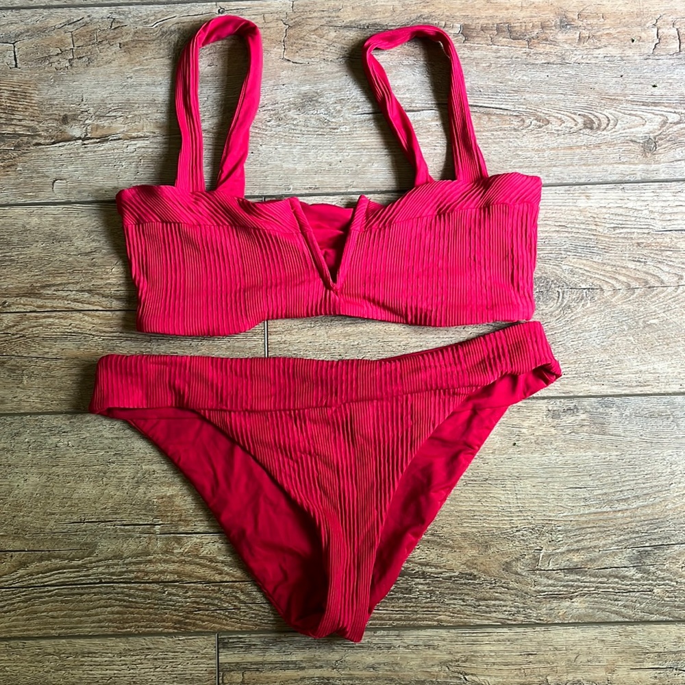 LSpace lipstick red swimsuit